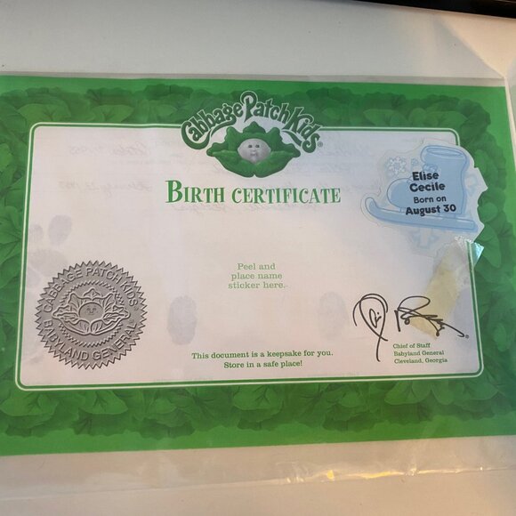 Vintage 24" Cabbage Patch Kids doll with birth certificate - Picture 9 of 9